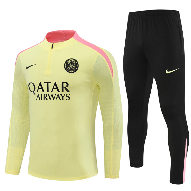 AAA Quality Paris St Germain 24/25 Tracksuit - Yellow/Pink